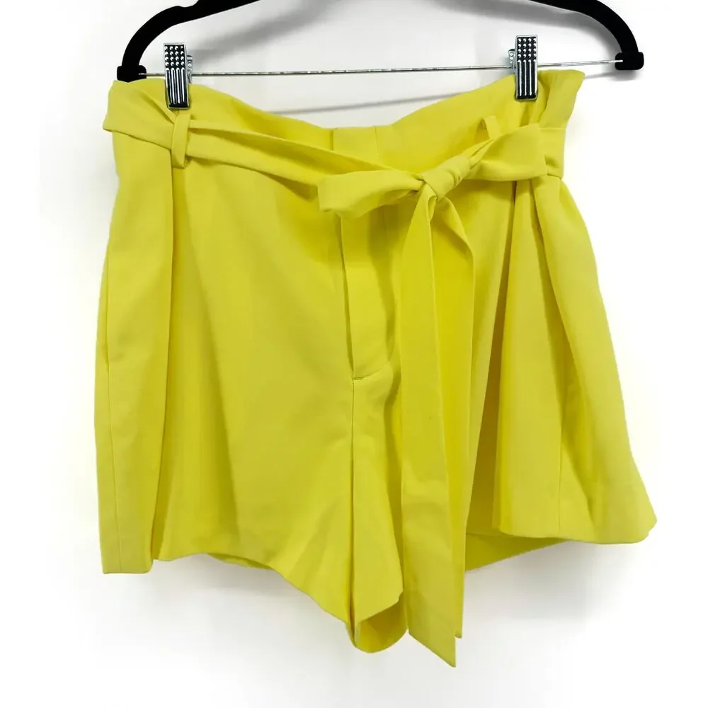 Alice + Olivia Steffie Belted Pleated Crepe Shorts Womens Size 14 NWT Bright - Picture 2 of 10